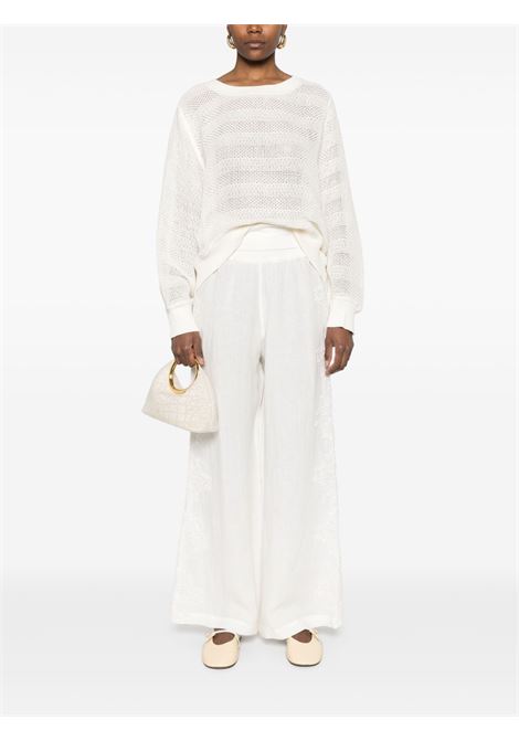 Pantaloni con dettaglio in pizzo bianco Maurizio Mykonos - donna MAURIZIO | W01211079WHT