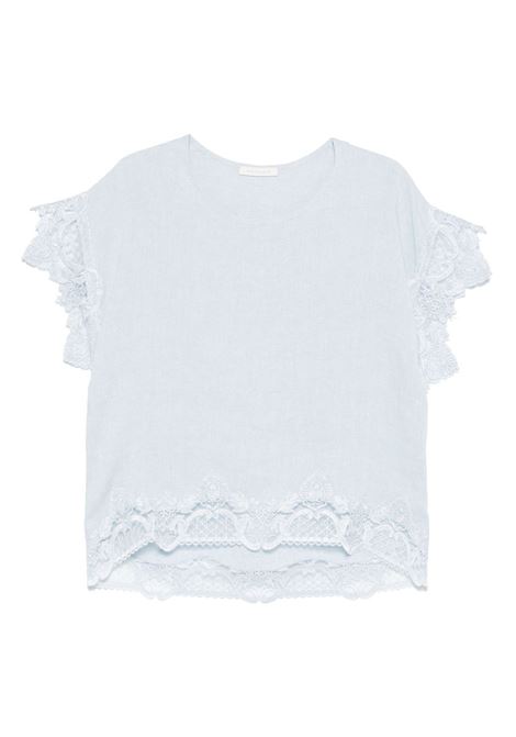 Baby blue corded lace-trim blouse Maurizio - women