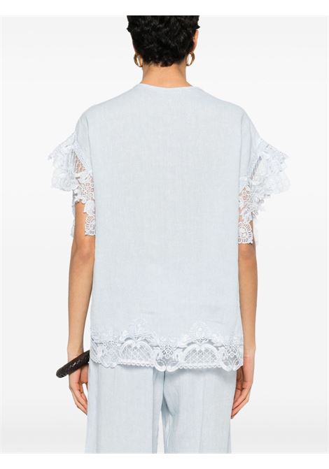 Blusa con orli in pizzo azzurro Maurizio Mykonos - donna MAURIZIO | W08610179SKYBL