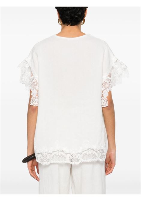 Blusa con orli in pizzo bianco Maurizio Mykonos - donna MAURIZIO | W08610179WHT