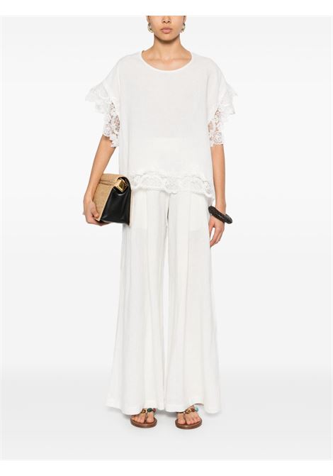 Blusa con orli in pizzo bianco Maurizio Mykonos - donna MAURIZIO | W08610179WHT