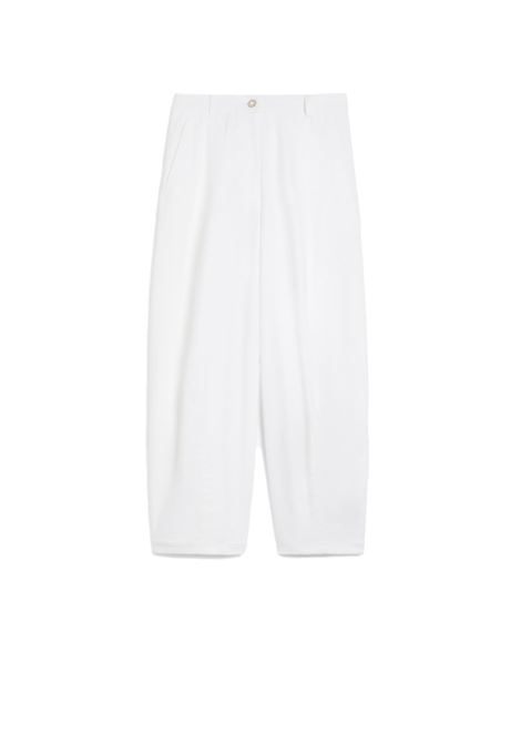 White mina cotton twill baggy trousers Maxmara - women