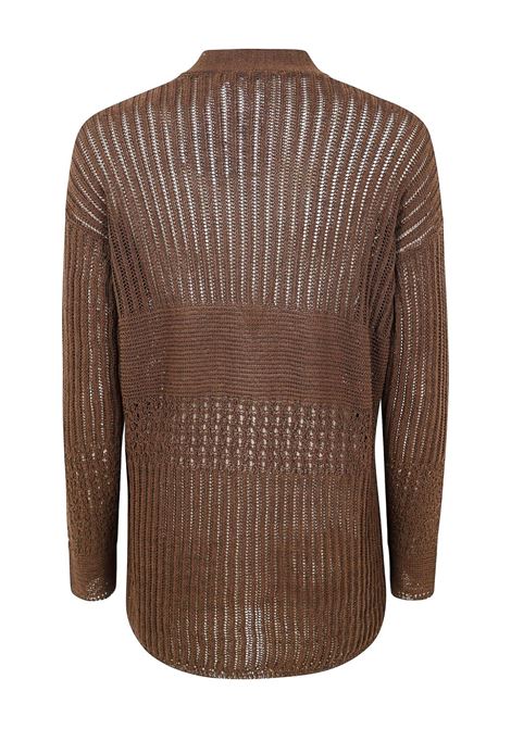 Cardigan in maglia traforata in marrone MaxMara - women MAXMARA | 2511341029600002