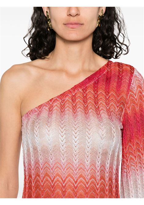 Rose red one-shoulder mini dress Missoni - women MISSONI | MS25SQ1VBR012US416Z