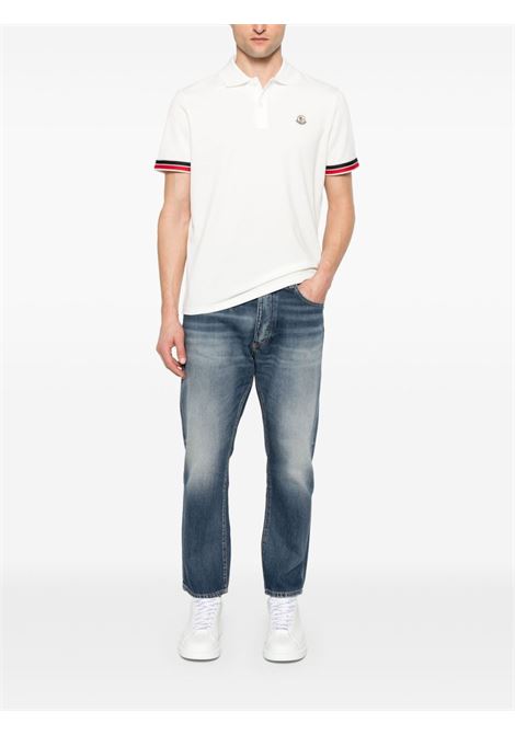 Polo con logo in bianco Moncler - uomo MONCLER | 8A0002089A16034