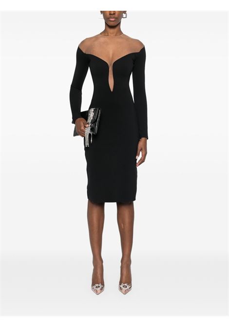 Black double-layer midi dress Mugler - women MUGLER | 25P3RO172885919991