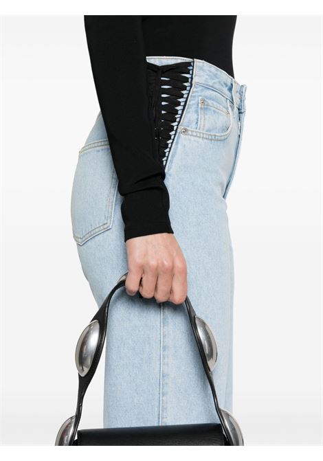 Light blue lace-up straight leg jeans Mugler - women MUGLER | 25P6PA04862116048
