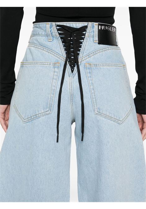Light blue lace-up wide leg jeans Mugler - women MUGLER | 25P6PA04872116048