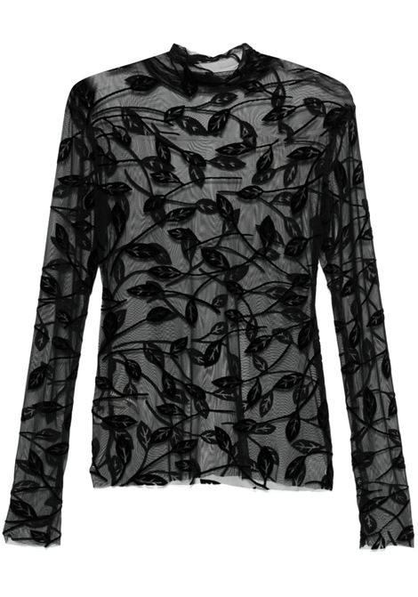 Top trasparente con fogli in nero Norma kamali - donna NORMA KAMALI | Top | ST4246BVG82556