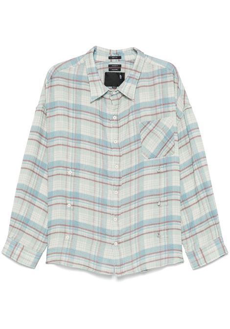 Camicia a quadri in celeste R13 - donna
