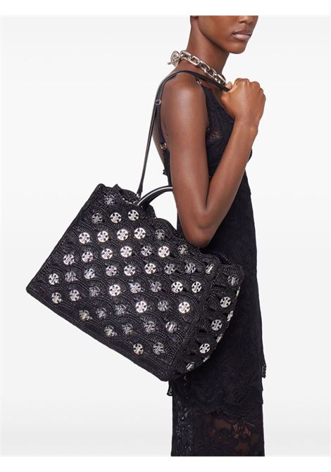 Borsa tote intrecciata in nero e argento Rabanne - donna RABANNE | 25PSS0501NAT041M004