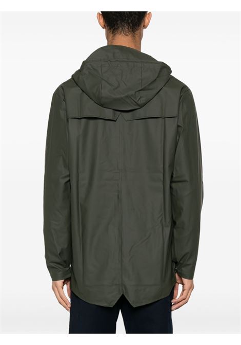 Green drawstring-hood buttoned rain jacket - RAINS unisex RAINS | RA12010GRE
