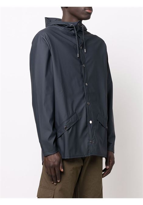 Blue drawstring-hooded  jacket - RAINS unisex RAINS | RA12010NAV