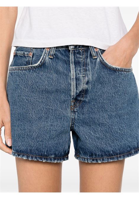 Blue logo-patch denim shorts Re/done - women RE/DONE | 14104WMRBYSHBBLMR