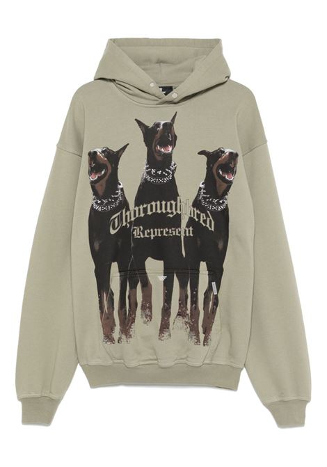 Khaki green hooded Thoroughbred sweatshirt Represent - men REPRESENT | MLM41134066