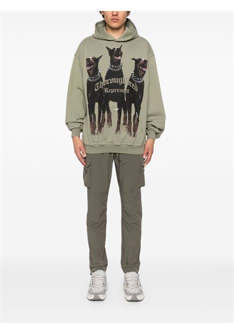 Khaki green hooded Thoroughbred sweatshirt Represent - men REPRESENT | MLM41134066