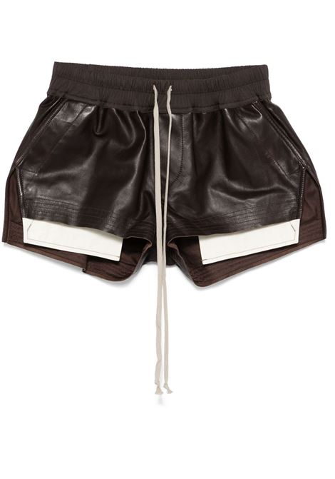 Shorts in pelle fog in marrone Rick owens - donna RICK OWENS | Shorts | RP01E7316LBY14