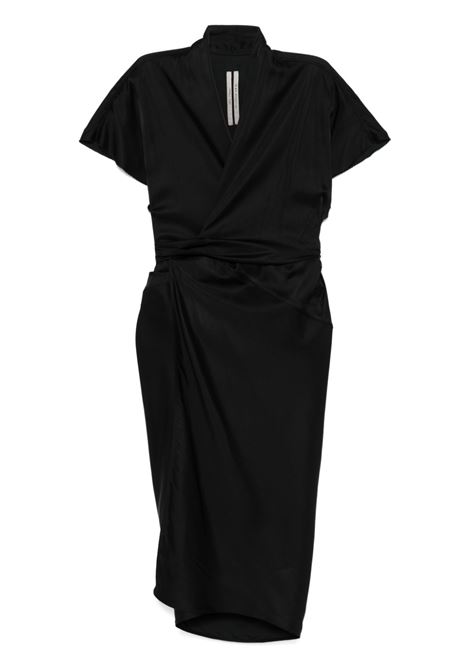 Abito midi a portafoglio in nero Rick owens - donna RICK OWENS | Abiti | RP01E7542SCH09