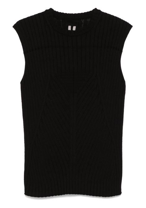Black ribbed-knit tank top  Rick owens - men RICK OWENS | T-shirt | RU01E5662KEC09