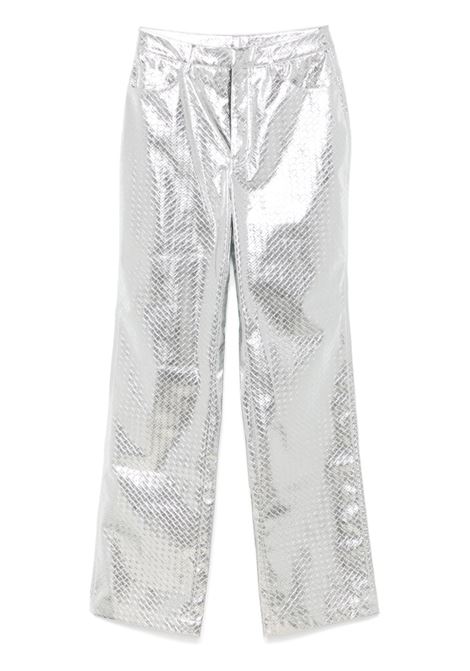 Silver braided straight-leg trousers Rotate - women