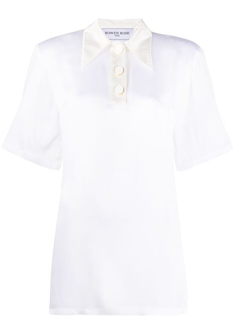 White short sleeve pointed collar top Rowen rose - women ROWEN ROSE | Polo | RR083WHTBL