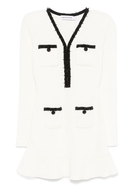 White long-sleeved mini dress Self-portrait - women