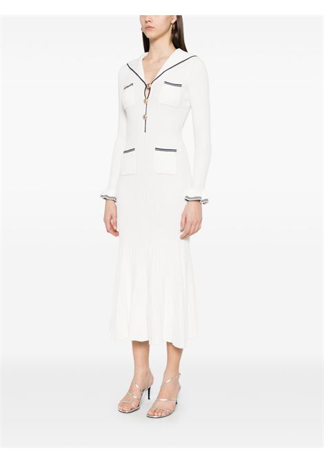 Abito lungo a coste in bianco e blu Self-Portrait - donna SELF-PORTRAIT | SS25024MW