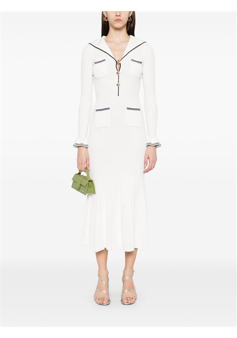Abito lungo a coste in bianco e blu Self-Portrait - donna SELF-PORTRAIT | SS25024MW