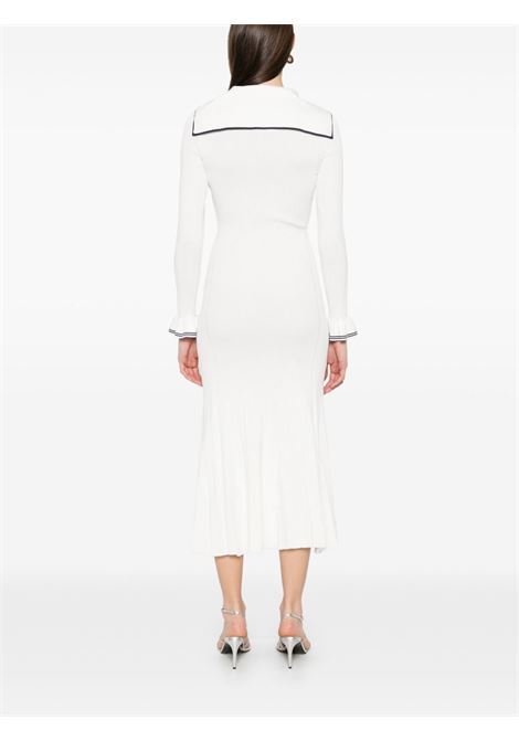 Abito lungo a coste in bianco e blu Self-Portrait - donna SELF-PORTRAIT | SS25024MW