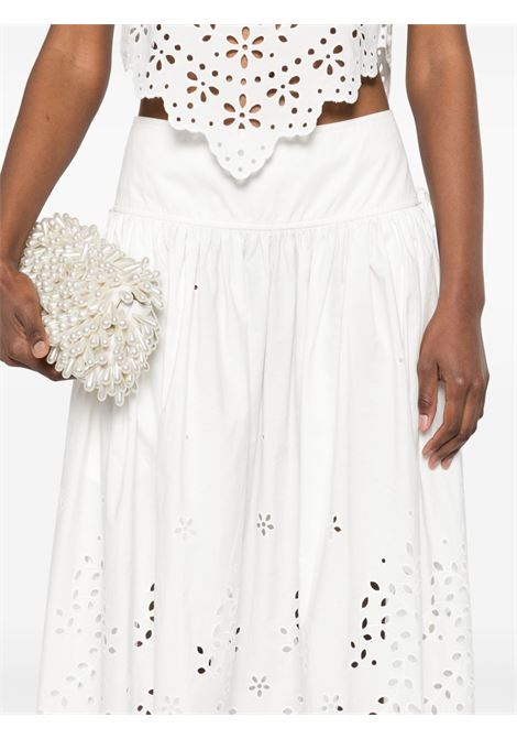 Gonna midi in cotone con ricamo in bianco Self-portrait - donna SELF-PORTRAIT | SS25137MSKW