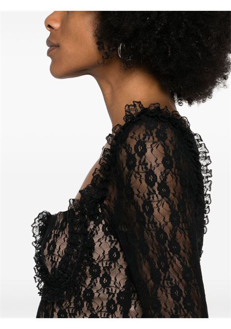 Top in pizzo con ruches in nero Self-portrait - donna SELF-PORTRAIT | SS25CK010TB