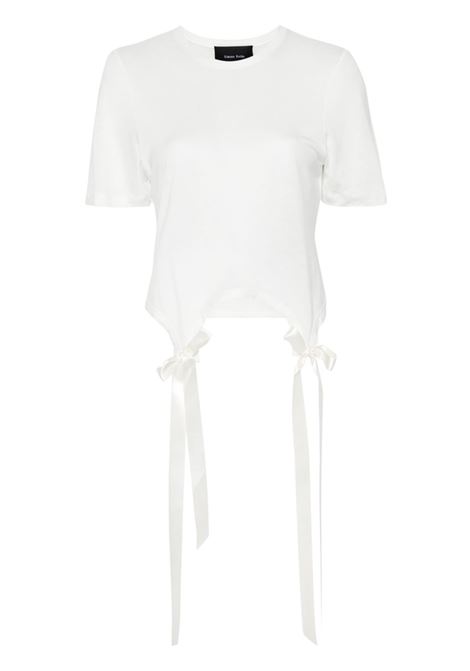 T-shirt con fiocco in bianco di Simone Rocha - donna SIMONE ROCHA | T-shirt | 52230571IVRY
