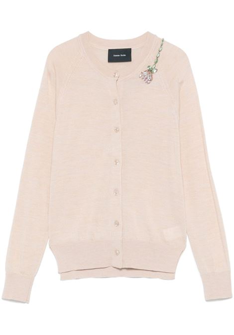 Powder pink flower-embellished cardigan Simone Rocha - women SIMONE ROCHA | Sweaters | KMK13TB0647CMLPNK