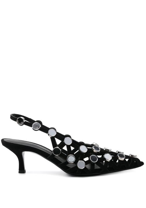 Black 50mm Grid slingback pumps The attico - women THE ATTICO | Pumps | 250WSH00844LBT007SA100