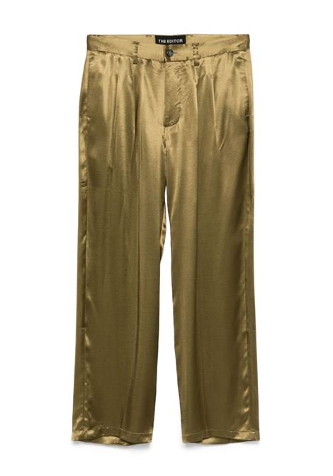 Olive green satin trousers The Editor - men THE EDITOR | Trousers | S5U102999