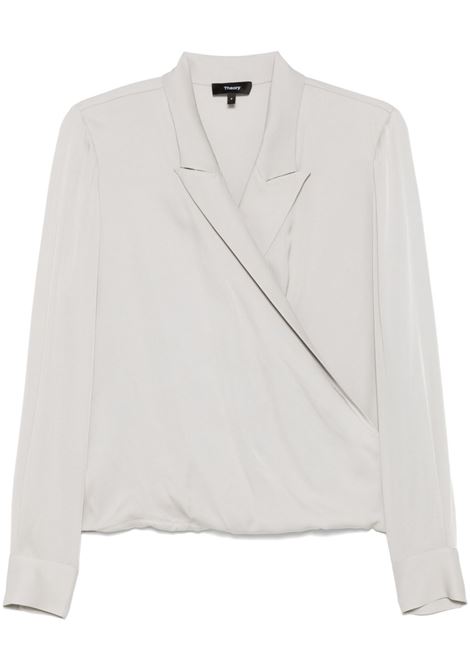 Blusa a portafoglio in grigio chiaro Theory - donna