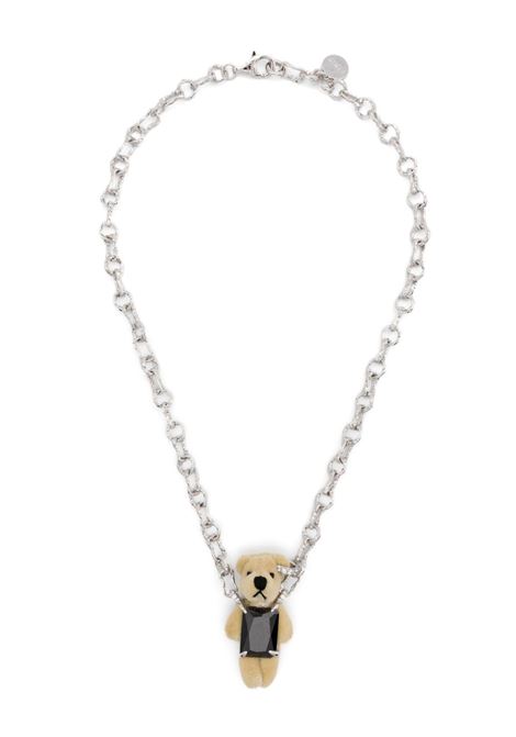 silver furry bear necklace yvmin - women