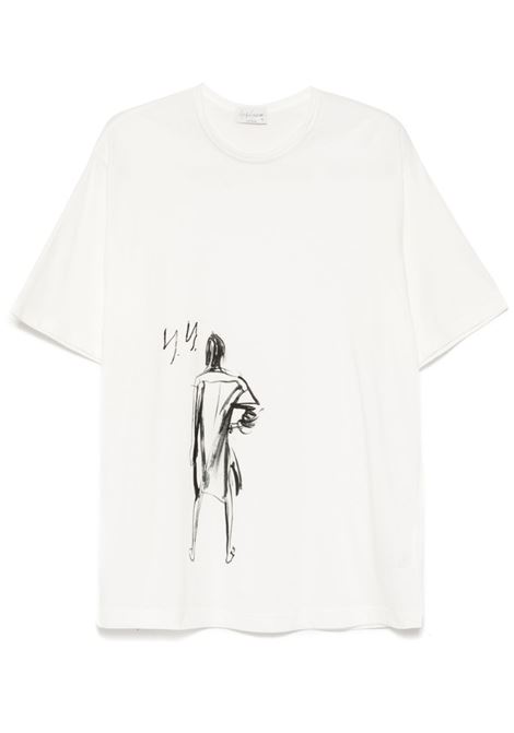 White printed jersey T-shirt Yohji yamamoto - men YOHJI YAMAMOTO | T-shirt | HPT609931