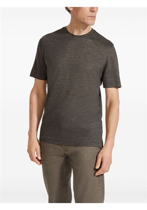 Dark brown Oasi Lino T-shirt Zegna - men ZEGNA | UF352A9F776N07
