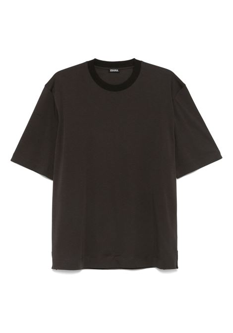 T-shirt girocollo in marrone Zegna - uomo ZEGNA | UF366A9F734N05