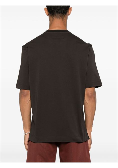 T-shirt girocollo in marrone Zegna - uomo ZEGNA | UF366A9F734N05