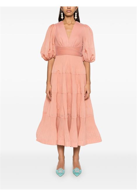 Abito midi plissettato in rosa pesca Zimmermann - donna ZIMMERMANN | 3905D2S5RPEH