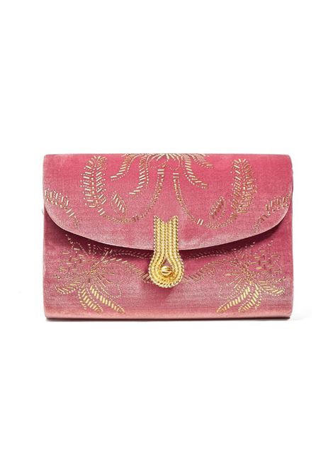 Powder pink foliage queen mid clutch Amato Daniele - women AMATO DANIELE | Clutch bags | 877864AVELLUTOSTRASSRS