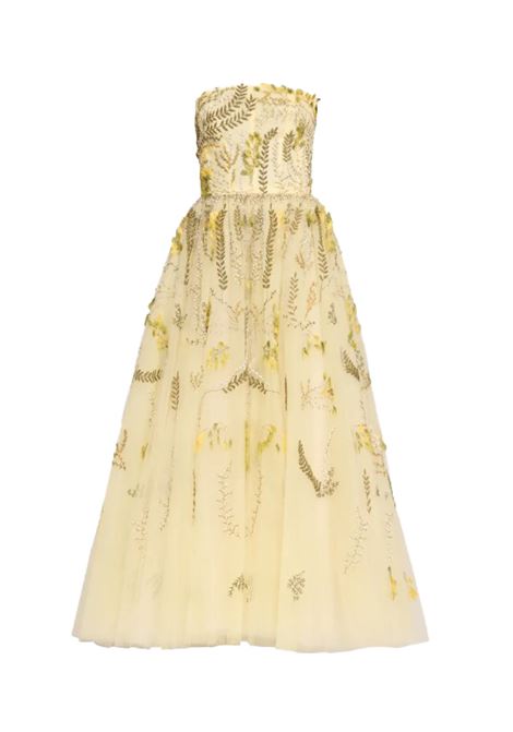 Yellow floral embroidered strapless tulle dress Monique Lhuillier - women MONIQUE LHUILLIER | Dresses | 25168121