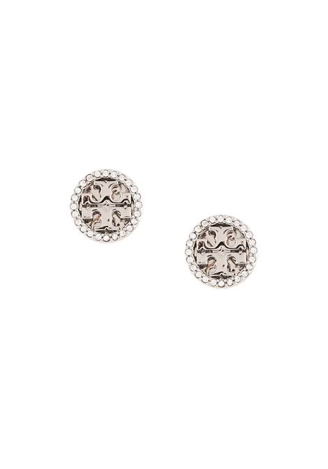 Silver crystal logo circle-stud earring TORY BURCH - women TORY BURCH | Earrings | 53422042